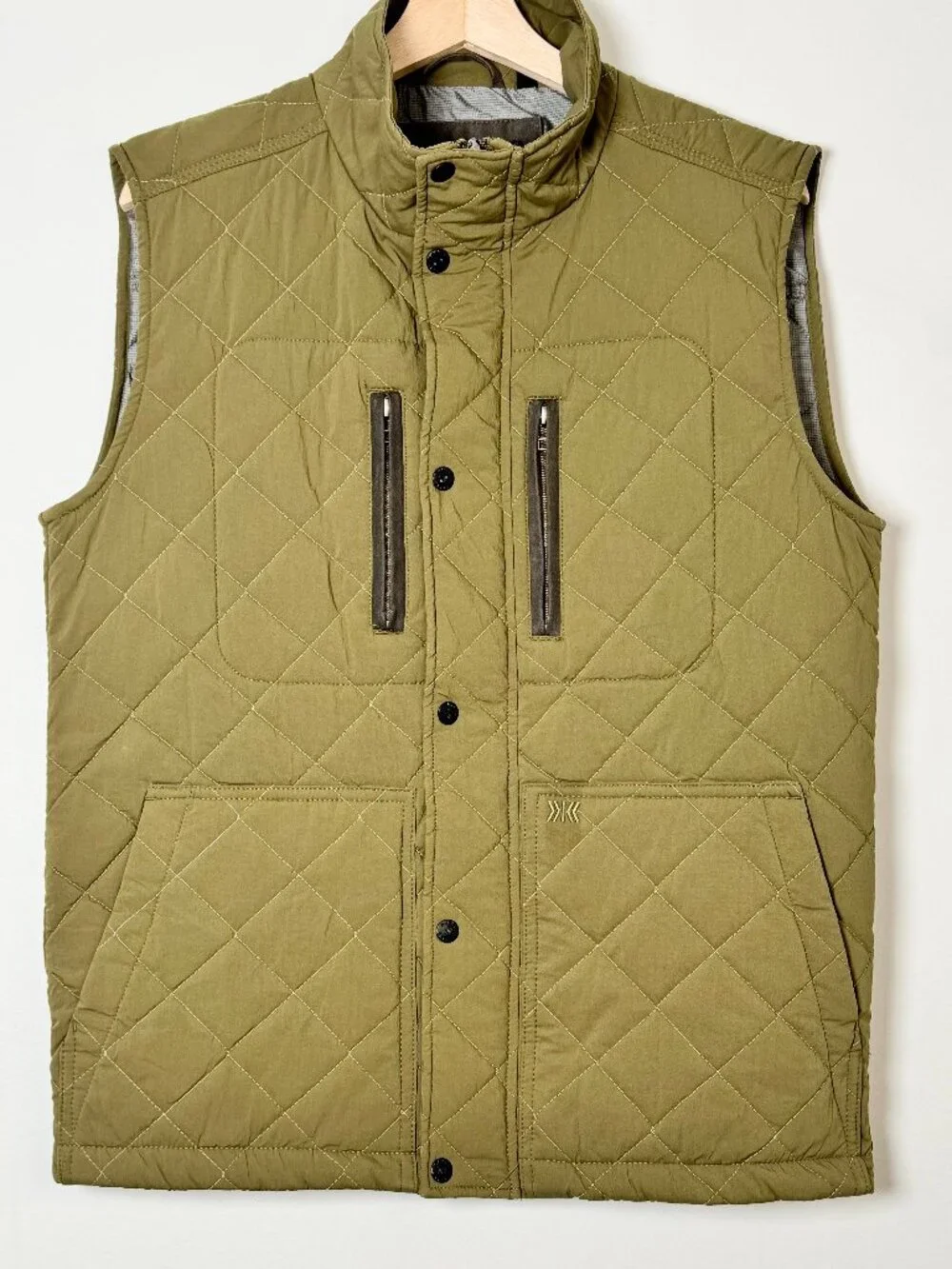 Dakota Grizzly Men's Nicco Stretch Quilted Western Olive Green Vest Sz M